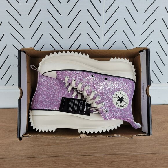✨Converse Run Star Hike Platform Hi 8 Women Shoes Sneaker Glitter Purple A10096C - Picture 7 of 10